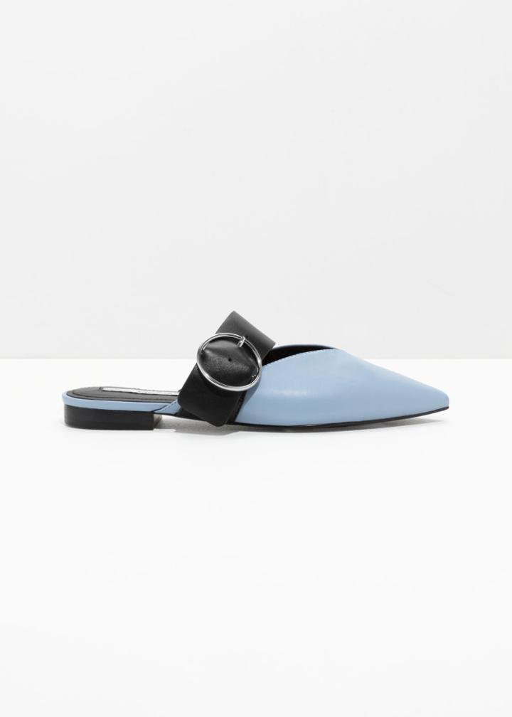 Other Stories Pointed Buckle Flats - Blue
