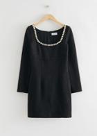 Other Stories Pearl Embellished Mini Dress - Black