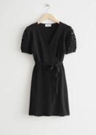 Other Stories Crocheted Mini Wrap Dress - Black