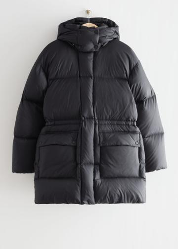 Other Stories Oversized Hooded Down Puffer Coat - Black