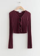 Other Stories Front Tie Rib Knit Cardigan - Red
