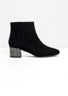 Other Stories Suede Sequined-heel Ankle Boot