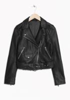 Other Stories Cropped Biker Leather Jacket