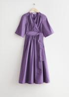 Other Stories Voluminous Midi Wrap Dress - Purple