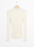 Other Stories Ruffles And Ribbed Turtleneck - White