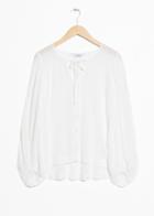 Other Stories Billowy Neck Tie Blouse - White