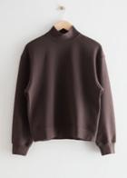 Other Stories Mock Neck Sweatshirt - Brown