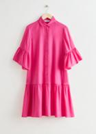 Other Stories Buttoned Ruffle Midi Dress - Pink