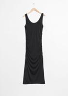 Other Stories Ruched Midi Dress - Black