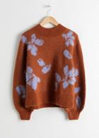 Other Stories Mock Neck Floral Sweater - Brown