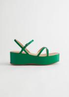Other Stories Strappy Flatform Leather Sandals - Green