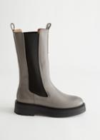 Other Stories Tall Leather Chelsea Boots - Silver