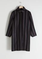 Other Stories Wool Blend Striped Coat - Black