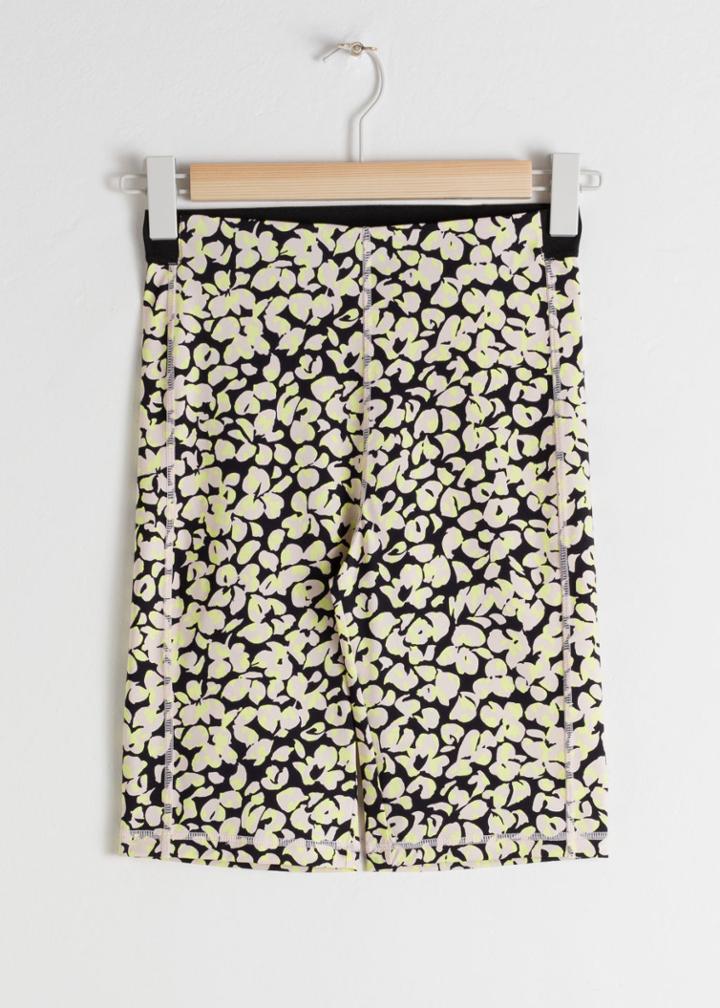 Other Stories Fitted Floral Cycling Shorts - Black