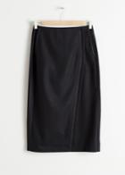 Other Stories Wool Blend Midi Pencil Skirt - Black