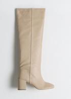 Other Stories Knee High Leather Boots - Beige