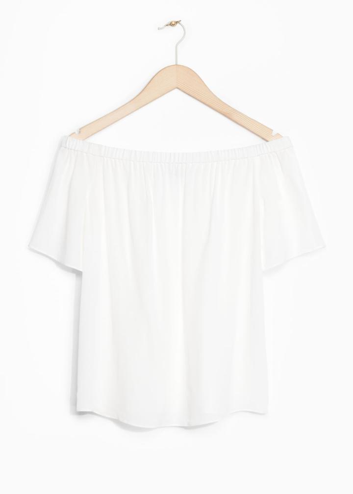 Other Stories Flowy Off-shoulder Top - White
