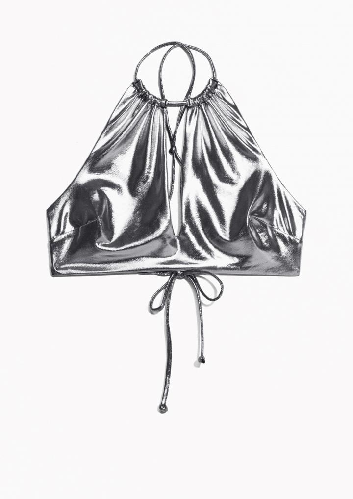 Other Stories Metallic Halter Top Bikini