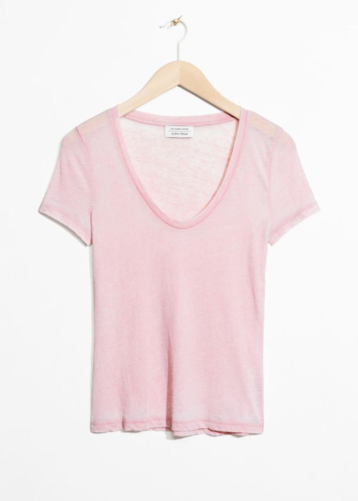 Other Stories Round Neck Jersey T-shirt - Pink