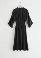 Other Stories Smocked Waist Midi Dress - Black