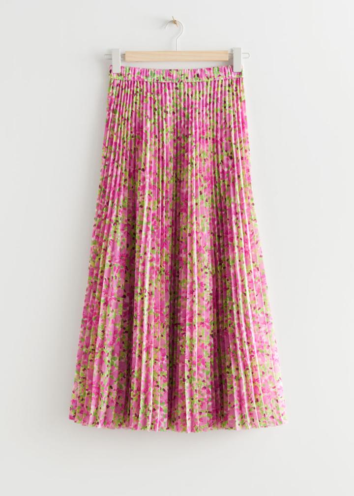 Other Stories Pliss Pleated Midi Skirt - Pink
