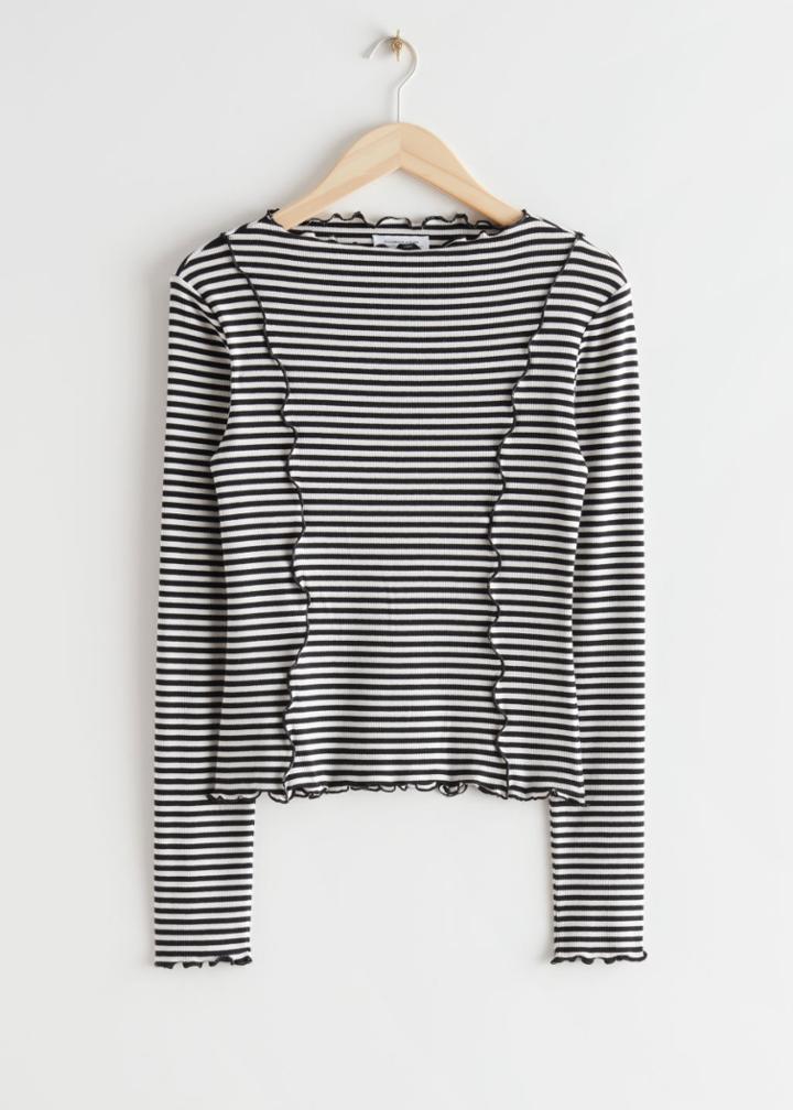 Other Stories Fitted Frill Top - Black