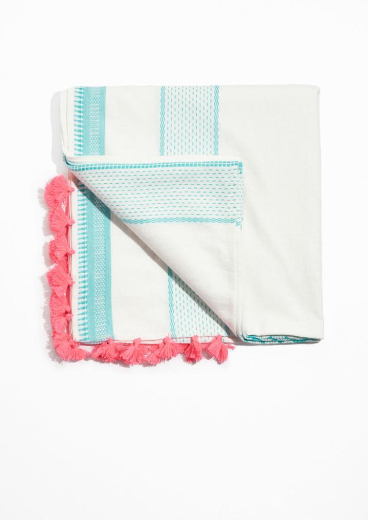 Other Stories Tassel And Embroidery Scarf - Pink