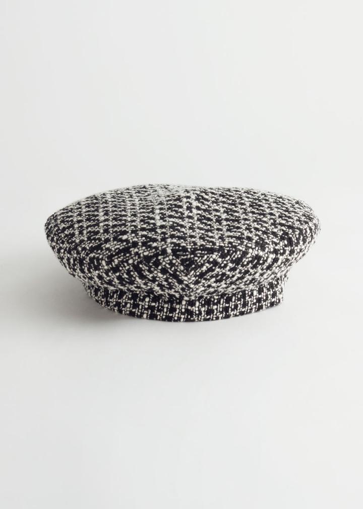 Other Stories Tweed Beret - Black
