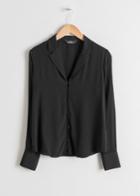 Other Stories V-neck Button Down Blouse - Black