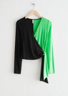Other Stories Two-tone Wrap Top - Green