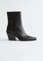 Other Stories Pointed Leather Heeled Boots - Black
