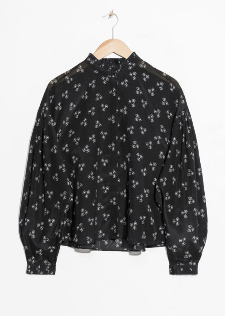 Other Stories Sheer Pleated Blouse - Black