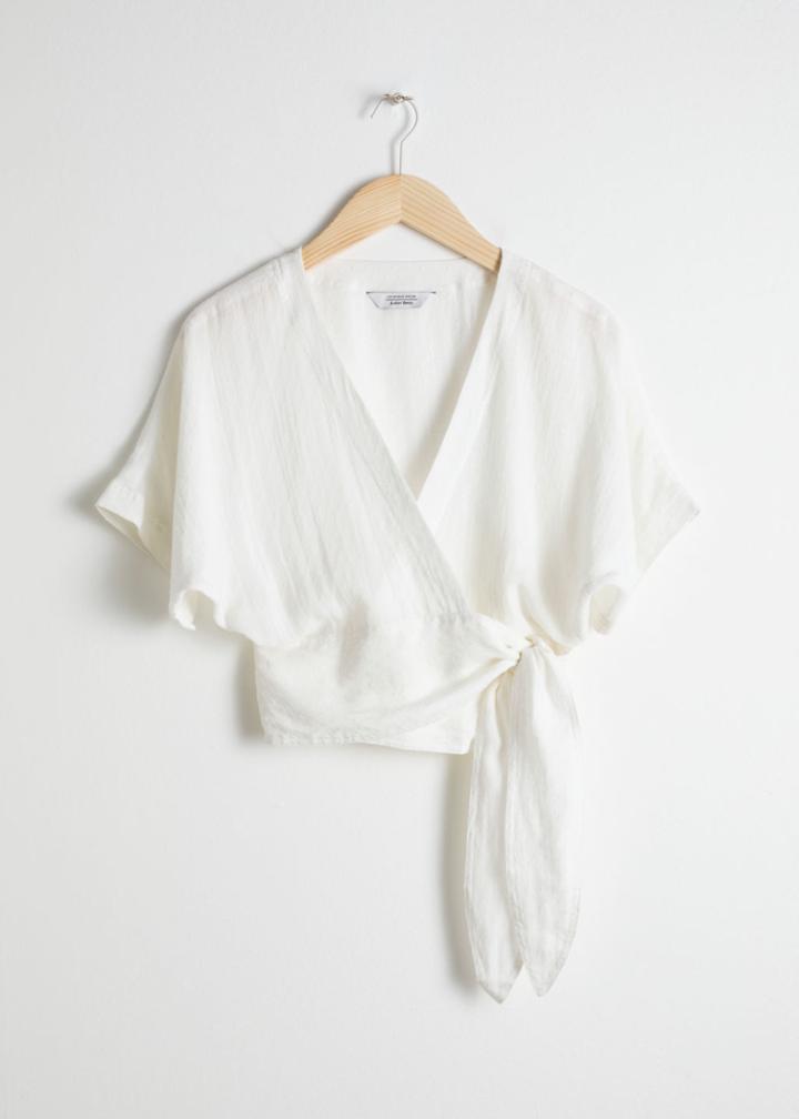 Other Stories Belted Wrap Blouse - White