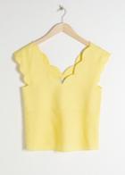 Other Stories Linen Blend Scalloped Tank Top - Yellow