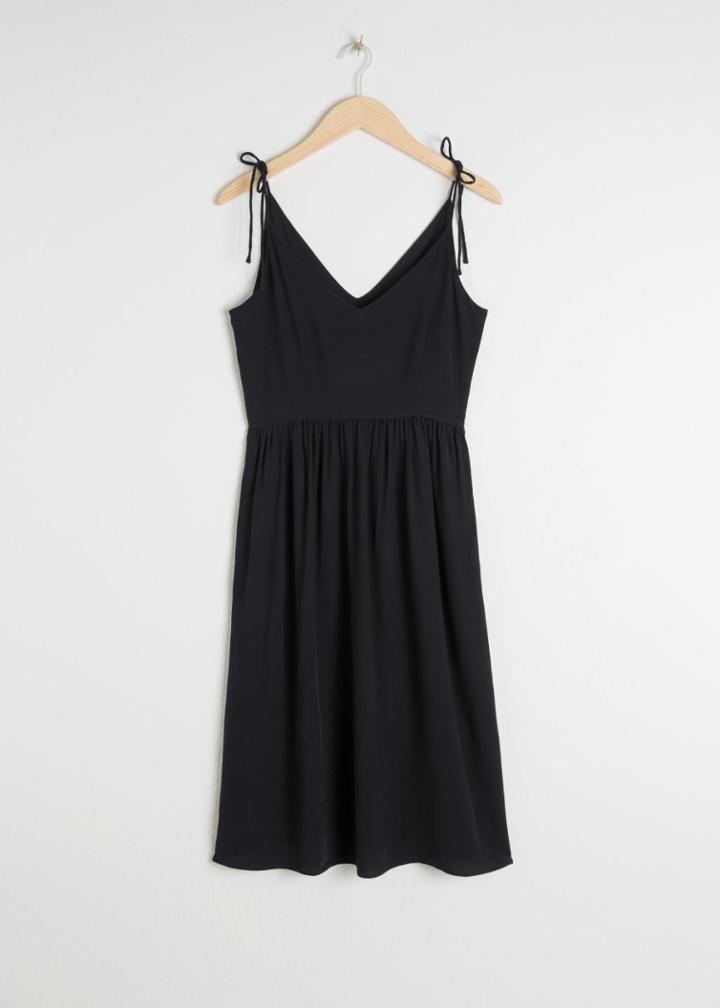 Other Stories Tie Shoulder Midi Dress - Black