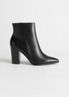 Other Stories Leather Pointed Ankle Boots - Black