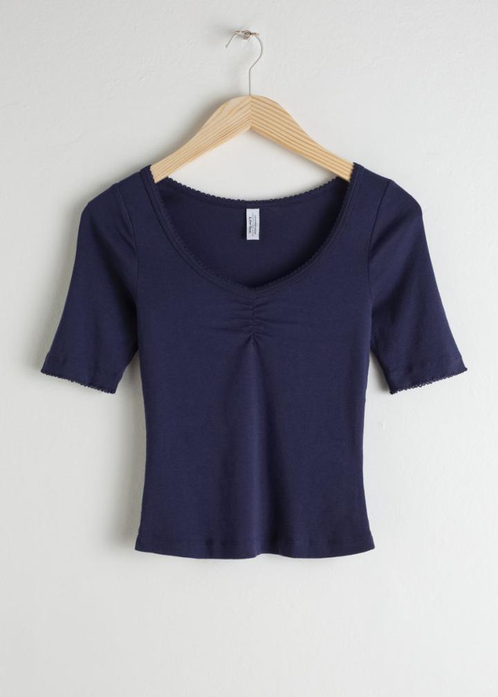Other Stories Fitted Cotton Top - Blue