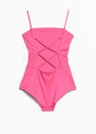 Other Stories Lace Back Swimsuit - Pink