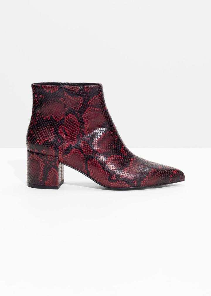 Other Stories Leather Ankle Boots - Red
