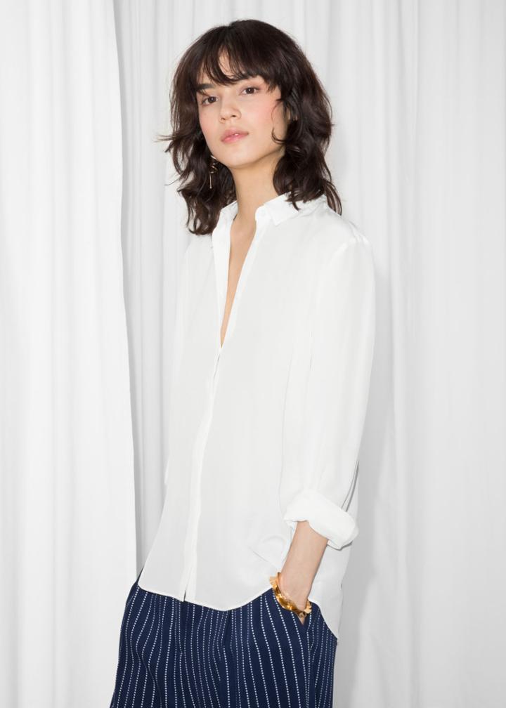 Other Stories Relaxed Fit Cotton Button Up - White