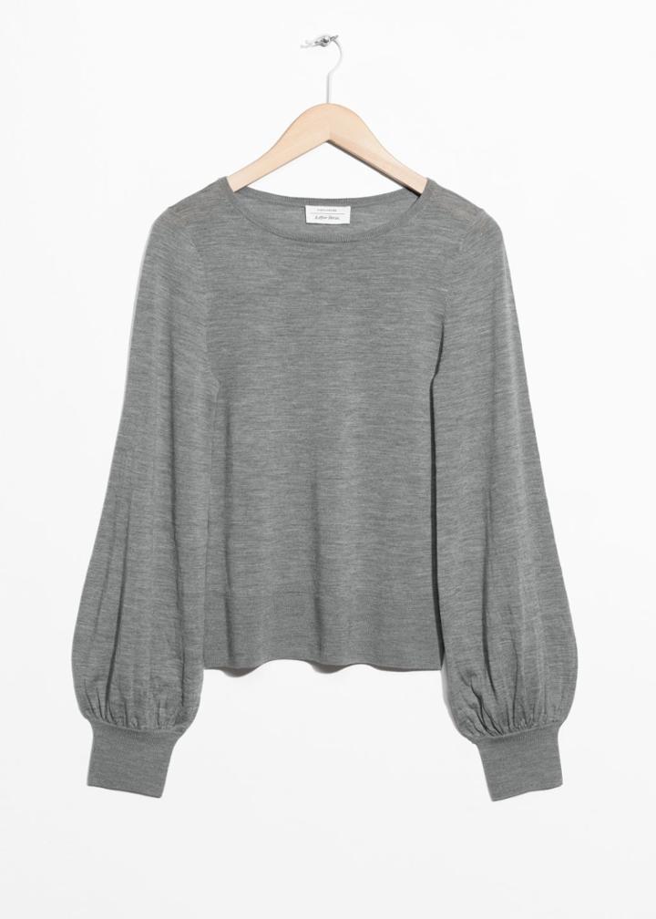 Other Stories Billow Sleeve Sweater - Grey