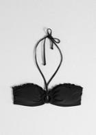 Other Stories Ruffled O-ring Bandeau Bikini Top - Black