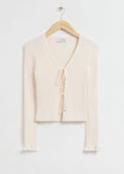 Other Stories Tie-front Ribbed Cardigan - White