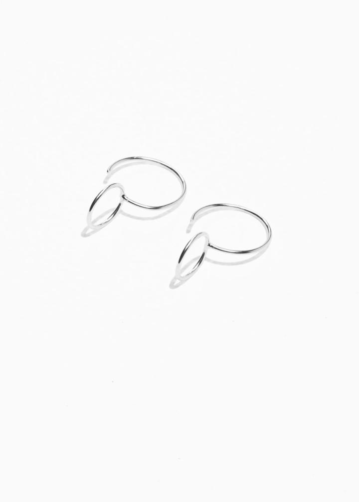 Other Stories Wire Double Hoop Earrings - Silver