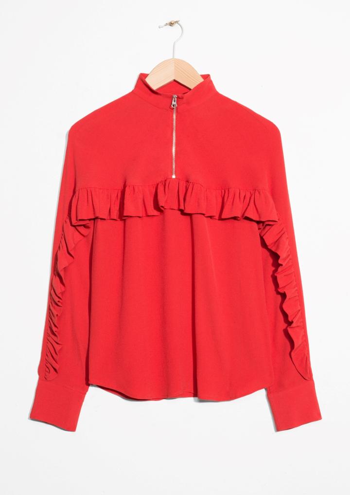 Other Stories Frill Zip Blouse