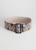 Other Stories Wide Rectangle Buckle Leather Belt - Animal Print