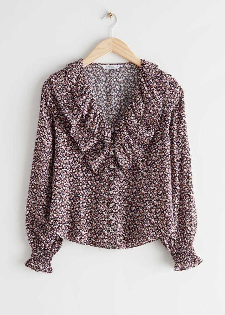 Other Stories Ruffled Shell Button Blouse - Purple