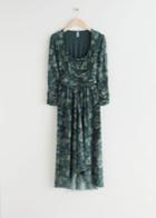 Other Stories Gathered Square Neck Midi Dress - Green