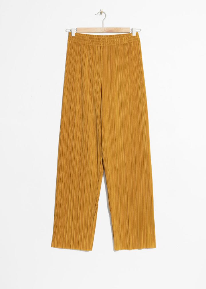 Other Stories Pleated Pliss Trousers - Yellow