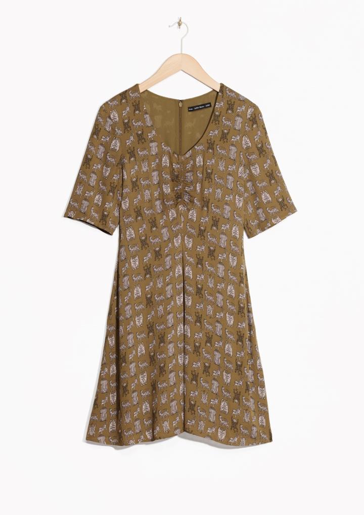 Other Stories Pleated Tigress Print Dress